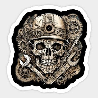 Steampunk skull and engine Sticker